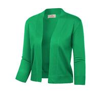 GRACE KARIN Women's 3/4 Sleeve Knit Cropped Cardigan Sweaters Open Front Bolero Shrugs Coat Tops S-3XL, Green, XXL (CLAF2003-11_2XL@#JDHDL-1)