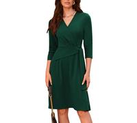 GRACE KARIN Women's A-line Dress Business Slim fit with Belt Wedding Guest Dresses Everyday Dress Dark Green XXL