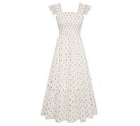 GRACE KARIN Women's A-Line Summer Glitter Party Dress Lightweight Sleeveless Casual Dress with Flutter Sleeves White S