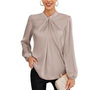 GRACE KARIN Womens Blouses for Autumn Loose Fit Long Lantern Sleeve Leisure Daily Shirt Khaki M