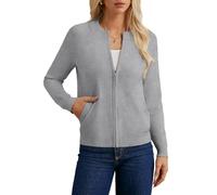 GRACE KARIN Women's Cardigan Zip Up Casual Knited Jacket Lightweight Sweater with Pockets