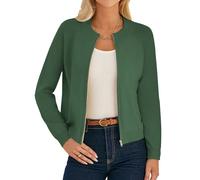 GRACE KARIN Women's Cardigan Zip Up Casual Knited Jacket Lightweight Sweater with Pockets Forest Green XXL