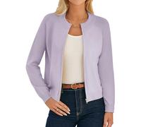 GRACE KARIN Women's Cardigan Zip Up Casual Knited Jacket Lightweight Sweater with Pockets Light Purple XL