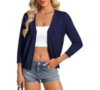 GRACE KARIN Womens Cardigans 3/4 Sleeve V -Neck Lightweight Sweater Casual Button Down Bolero Navy Blue XXL