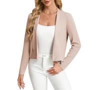 GRACE KARIN Women's Cardigans Long Sleeves Shawl Lapel Open Front Bolero Shrug Apricot L