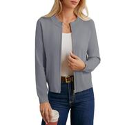 GRACE KARIN Womens Casual Cardigan Long Raglan Sleeve Crew Neck Knitwear Summer Sweater Cardigans Gray S