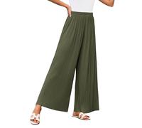 GRACE KARIN Women's Casual Light Palazzo Pants Summer Pants with Wide Leg Cut Army Green S