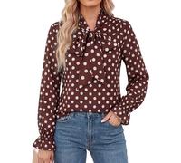 GRACE KARIN Women's Chiffon Long Sleeve Tops Floral Tie Front Blouses Shirt | Polka Dots Floral Shirts, Lined, Fall Chiffon, Business Casual, Tunic Blouses, Lightweight Boho Tops