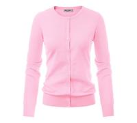 GRACE KARIN Women's Classic Long Sleeve Knit Cardigan Sweaters Casual Open Front Button Down Cardigan S-3XL, Pink, XXL