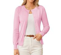 Grace Karin Women's Classic Long Sleeve Knit Cardigan Sweaters Casual Open Front Button Down Cardigan S-3XL - Pink - Medium