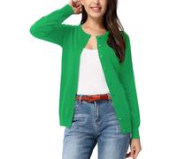 GRACE KARIN Women's Classic Long Sleeve Knit Cardigan Sweaters Casual Open Front Button Down Cardigan S-3XL, Green, M