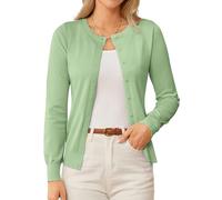 GRACE KARIN Women's Classic Long Sleeve Knit Cardigan Sweaters Casual Open Front Button Down Cardigans S-3XL, Mint Green, 3XL