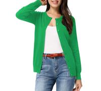 GRACE KARIN Women's Classic Long Sleeve Knit Cardigan Sweaters Casual Open Front Button Down Cardigan S-3XL, Green, Small