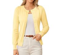 GRACE KARIN Women's Classic Long Sleeve Knit Cardigan Sweaters Casual Open Front Button Down Cardigans S-3XL, Butter Yellow, L