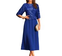 GRACE KARIN Women's Cocktail A-Line Elegant Party Batwing Maxi Sequin Dress - Royal Blue, Size S