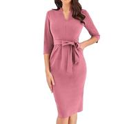 GRACE KARIN Women's Cocktail Dress Elegant Formal Evening Midi Slim Fit Bodycon Dressess with Belt Light Pink S