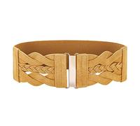 GRACE KARIN Women's Elastic Wide Belts Vintage Stretchy Belt Retro Fashion Cinch Belts for Dresses, Spicy Mustard, Medium