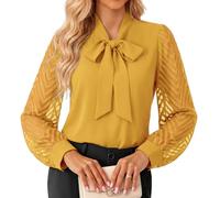 GRACE KARIN Women's Elegant Blouse Sheer Sleeve Top Bow Tie Going Out Tops