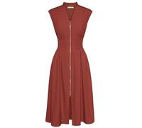 GRACE KARIN Women's Elegant Dressy Dress Solid Split Dresses Casual Work Outfit Red 2XL