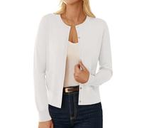 GRACE KARIN Women's Elegant Wedding Guest Cardigan Summer Lightweight Crew Neck Shrugs for Dress White XXL