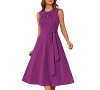 GRACE KARIN Women's Evening Dresses Sleeveless Round Neck Cocktail Wedding Formal Dress with Side Straps Rose Red XXL