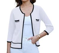 GRACE KARIN Women's Festive Christmas Dating Button Down Bolero Vintage 50s Open Front Cropped Cardigans White M