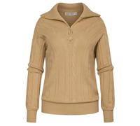 GRACE KARIN Womens Fold Over Collar Zip Up Long Sleeve Twist Flower Sweaters KhakiXL