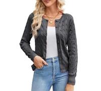 GRACE KARIN Women's Lightweight Cardigan Button Down Knitwear Sweater Tops Long Sleeve Cable Knit Shrugs Medium Grey XXL