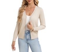 GRACE KARIN Womens Lightweight Cardigan Summer Classic V Neck Button Down Knit Shrugs Jumper 2XL Apricot