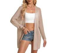 GRACE KARIN Women's Lightweight Long Cardigan Long Sleeve Open-Front Summer Sweater Khaki S