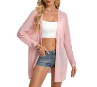 GRACE KARIN Women's Lightweight Long Cardigan Long Sleeve Open-Front Summer Sweater Light Pink M
