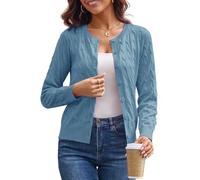 Grace Karin Women's Lightweight Long Sleeve Button Down Round Neck Cardigan | Long Sleeve Button Down Sweaters, Crewneck Versatile Layering Cardigans, Fall Winter Outfits for Teacher Business Casual