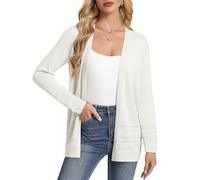 GRACE KARIN Women's Lightweight Long Sleeve Cardigans Casual Open Front Business Office Long Cardigan Bolero White S