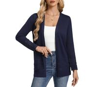 GRACE KARIN Women's Lightweight Long Sleeve Cardigans Casual Open Front Business Office Long Cardigan Bolero Navy Blue S