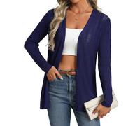 GRACE KARIN Women's Long Cardigans Casual V Neck Open Front Crochet Cardigan Loose Ribbed Long Sleeve Knit Outerwear XL Navy Blue
