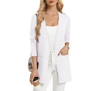 GRACE KARIN Womens Long Cardigans, Spring Summer Lightweight Knit Bolero, Open Front V Neck Cardigan Blazer with Pockets White XXL