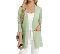 GRACE KARIN Womens Long Cardigans, Spring Summer Lightweight Knit Bolero, Open Front V Neck Cardigan Blazer with Pockets Sage Green M