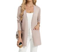 GRACE KARIN Womens Long Cardigans, Spring Summer Lightweight Knit Bolero, Open Front V Neck Cardigan Blazer with Pockets Light Sepia M