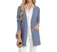 GRACE KARIN Womens Long Cardigans, Spring Summer Lightweight Knit Bolero, Open Front V Neck Cardigan Blazer with Pockets Gray Blue XXL