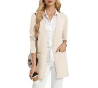 GRACE KARIN Womens Long Cardigans, Summer V Neck Cardigan with Pockets | Slim-fit, thigh-length. Open front with wavy trim, medium stretch. Versatile over dresses, tops & tanks for all seasons
