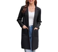 GRACE KARIN Women's Long Jackets Blazer Coats for Autumn Casual Long Sleeve Open Front Knit Cardigans with Pockets Black L