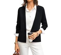 GRACE KARIN Women's Long Sleeve Blazers, Elegant Lapel V Neck Wedding Guest Cardigans, Casual Buttons Work Office Wear with Pockets CL081-01/Black S