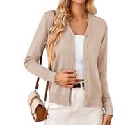 GRACE KARIN Women's Long Sleeve Button Down Sweater Classic V-Neck Knit Cardigan, Deep Apricot, S