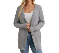 GRACE KARIN Women's Long Sleeve Cardigan Autumn Casual Loose Button Down Hooded Outwear M Light Gray
