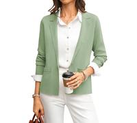 GRACE KARIN Women's Long Sleeve Knit Blazers, Elegant Lapel V Neck Wedding Guest Cardigans, Casual Buttons Work Office Wear with Pockets CL081-09/Green S