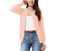GRACE KARIN Womens Long Sleeve Knit Cardigan Sweaters Casual Dressy Open Front Button Down Cardigans Spring Outfits, Light Pink, L
