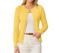 Grace Karin Womens Long Sleeve Knit Cardigan Sweaters Casual Dressy Open Front Button Down Cardigans Spring Outfits, Yellow, M