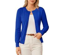 GRACE KARIN Womens Long Sleeve Knit Cardigan Sweaters Casual Dressy Open Front Button Down Cardigans Spring Outfits, Royal Blue, L