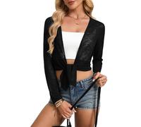 GRACE KARIN Women's Long Sleeve Open Front Cardigans Summer Lightweight Casual Solid Tops Black M