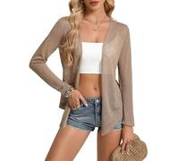 GRACE KARIN Women's Long Sleeve Open Front Cardigans Summer Lightweight Casual Solid Tops Khaki XL